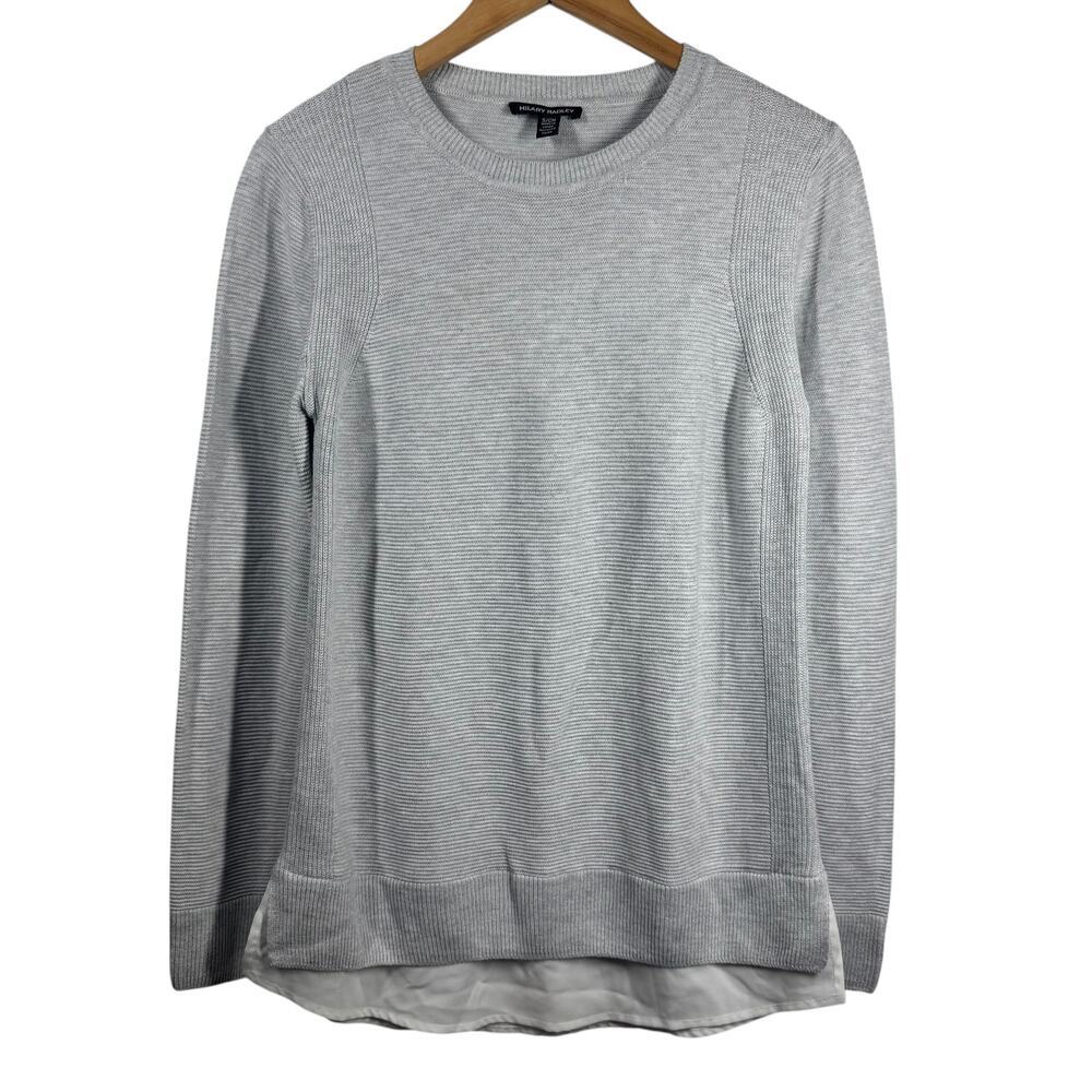 Hilary Radley Top Women S Ladies’ 2Fer Knit Sweater Light Heather Grey Academia